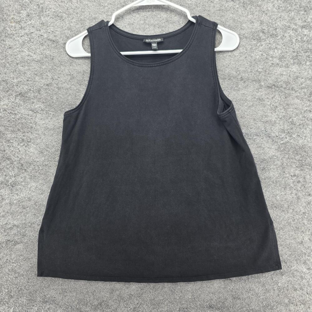 Eileen Fisher Tunic Tank Womens XS Black Round Neck Sleeveless Lyocell Jersey